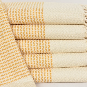 Small Towels, Turkish Hand Towels, 100% Cotton Kitchen Towels, Personalized Gift Towels, 18&quot;x40&quot;, Small Towel, Mustard Tea Towel T-207