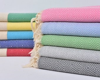 Throw Blanket, Large Towel, Home Decor Blanket, Diamond Throw, 79x91 Inches Cotton Bedspread, Shower Curtain, Camping Blanket,