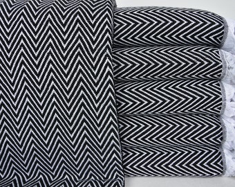 Handcrafted Bed Cover Turkish Blanket Turkish Throws Black Blanket Bulk Blankets 79"x89" Cozy Blanket Design Blanket Turkish Bedspread I-104