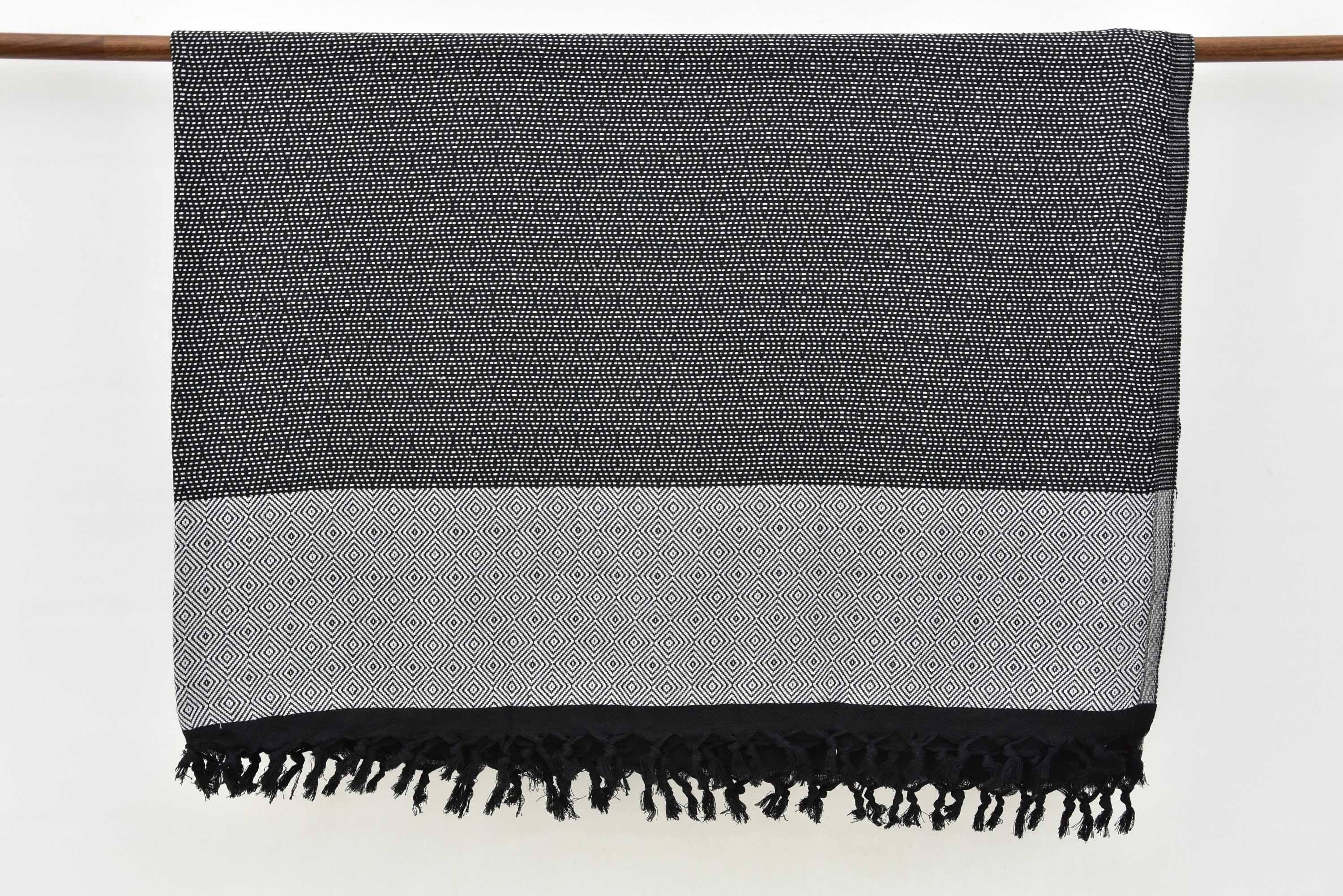 Black And White Blanket Picnic Blanket Turkish Blanket Etsy