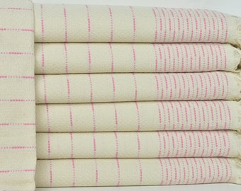 Turkish Throw Blanket, Wedding Gift Blankets, Pink Blanket, Striped Blanket, 97x91 Inches Handwoven Bedspread, Decor Blanket,