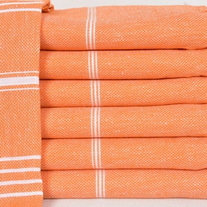 Wedding Gift Towel, Turkish Beach Towel, Organic Cotton Towel, Turkish Bath Towel, Peshtemal, Striped Orange Towel, 40x70 inches Towel D-15