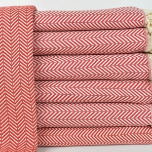 Monogram Turkish Bath Blanket,  Unique Bridesmaid Gifts, Red Throw, Chevron Throw, 75x91 Inches Cotton Throw Blanket For Couch,
