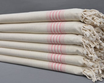 Linge de cuisine, essuie-mains turc, serviette cadeau de mariage, serviette en lin bio, serviette corail, serviette design à rayures, essuie-mains 20 x 36 po, T-202