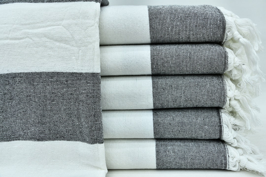Black and White Turkish Towel, Beach Towel, Pool Towel, 36"x63" Bath ...