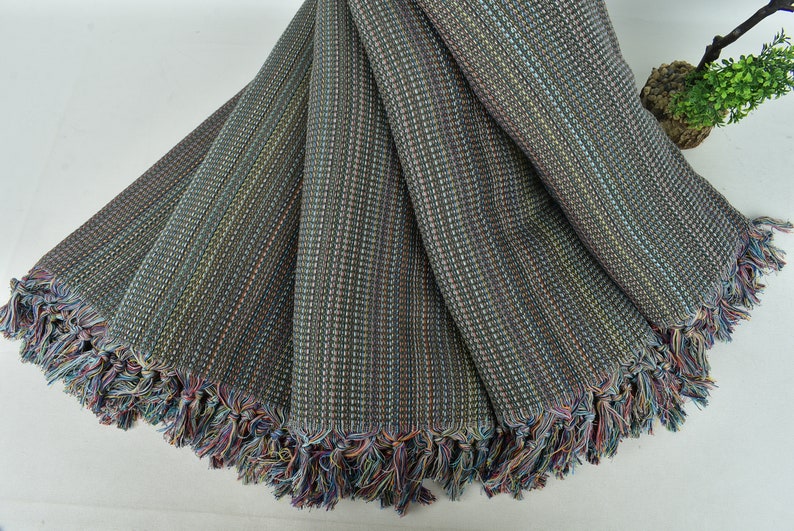 Tagesdecke , Türkische Tagesdecke , Khaki Grüne Decke, Bunte Decke, Handgewebte Tagesdecke , King Size Decke, Yoga Decke, Bild 4
