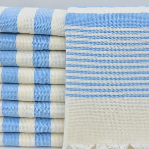 Blue Hand Towel Turkish Hand Towel Service Towel Napkin Towel Small Towel 18"x36" Striped Hand Towel Turkish Peshkir Terry Towel M-204
