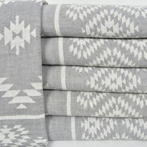 Turkish Hand Towel, Chic Guest Towel, Organic Hand Towel, Anthracite Towel, Wedding Gift Towel, Aztec Design Towel, 20x40 inches Towel D-209