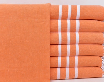 Personalized Dish Towel, Kitchen Towel, Orange Washcloth, Striped Towel, 24x40 Inches Monogrammed Towel, Decor Napkin, Spa Peshkir,