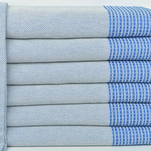 Turkish Bedspread, Home Decor Blanket, Parliament Blue Throw, Striped Blanket, 91x95 Inches Customizable Blanket, Oversize Blanket,