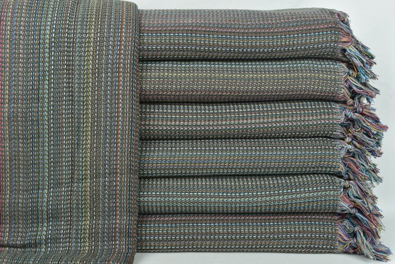 Bedcover, Turkish Bedspread, Khaki Green Blanket, Colorful Blanket, 87x89 Inches Handwoven Bedspread, King Size Throw, Yoga Blanket,