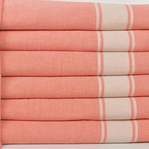 Turkish Bedspread, Large Towel, Coral Blanket, Striped Blanket, 60x71 Inches Throw Blanket For Bed, Couch Throw, Picnic Throw,