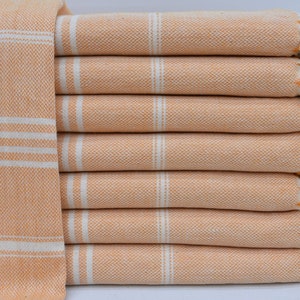Beach Towel, Wedding Gift Towel, Organic Cotton Towel, Turkish Bath Towel, Striped Design Towel, Orange Bath Towel, 40x70 inches Towel, T-14