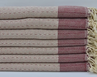 Organic Towel Gift Towel Burgundy Hand Towel Turkish Hand Towel 18"x40"Turkish Peshkir Turkish Towel Handmade Towel Tea Spa Towel I-201