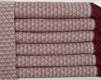 Custom Blanket, Turkish Bedspread, Burgundy-White Throw, Heart Design  Blanket, 75x87 Inches Shower Curtain, Bulk Order Blanket,