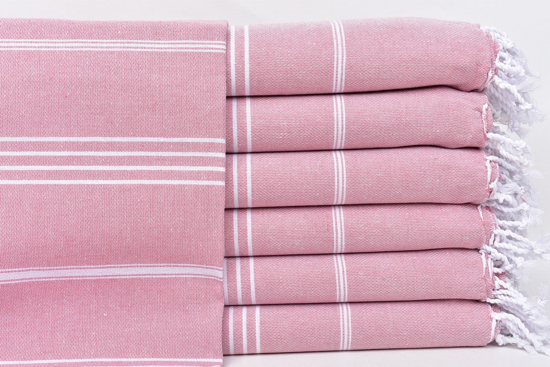 Bath Towel Turkish Towel Dusty Rose Towel Striped Towel Etsy