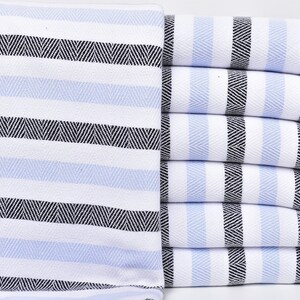 Organic Towel, Turkish Towel, Black-Baby Blue Towel, Striped Towel, 40x63 Inches Baby Blanket, Fitness Towel, Bathroom Peshtemal,