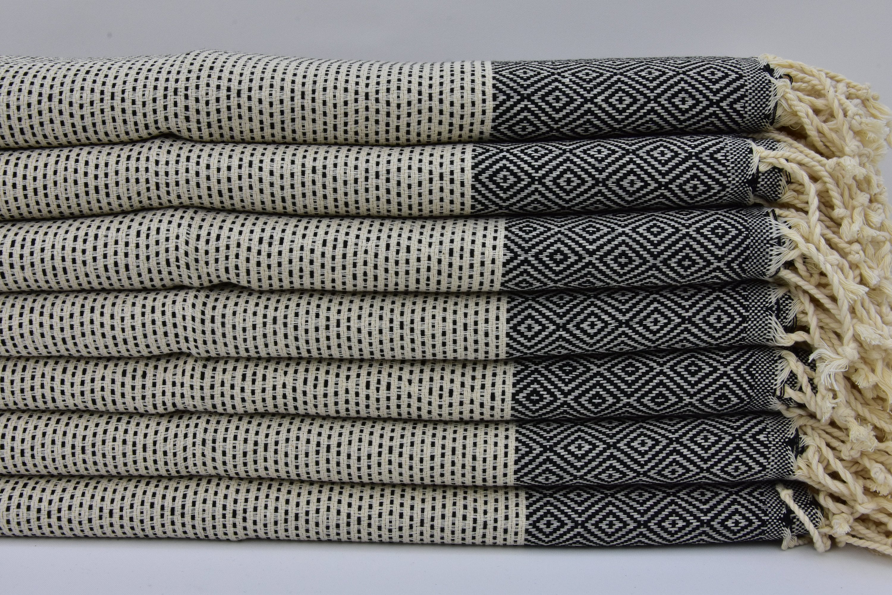 Black Towel Diamond Patterned Towel Turkish Hand Towel 18"x40" Turkish Peshkir Turkish Towel Anatolian Towel Gift Towel Table Towel I-201