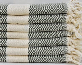 Hand Towel Dark Green Towel Kitchen Decorative Towel Head Towel Turkish Hand Towel 18"x40" Turkish Towel Napkin Towel Small Dish Towel A-201