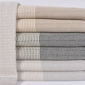 Large Towel, Turkish Blanket, Throw Blanket, Diamond Throw, 71x79 Inches Cotton Bedspread, Shower Curtain, Picnic Bedspread,