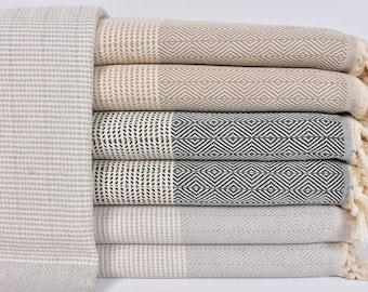 Large Towel, Turkish Blanket, Throw Blanket, Diamond Throw, 71x79 Inches Cotton Bedspread, Shower Curtain, Picnic Bedspread,