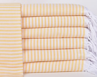 Wholesale Towels, Wedding Gift Towels, Yellow Towel, Striped Peshtemal, 40x63 Inches Girls Weekend Gift, Bachelor Peshtemal,