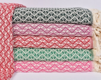 Winter Blanket, Home Decor Blanket, Turkish Blanket, Herringbone Bedspread, 91x95 Inches Cotton Bedspread, Wedding Gift Blanket,