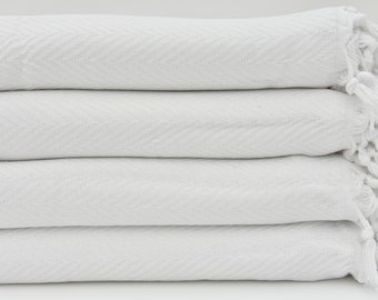 White Blanket Soft Blanket Warm Blanket Full White Bedspread Turkish Bedspread Organic Blanket Turkish Blanket 79"x89" Turkish Throw I-104