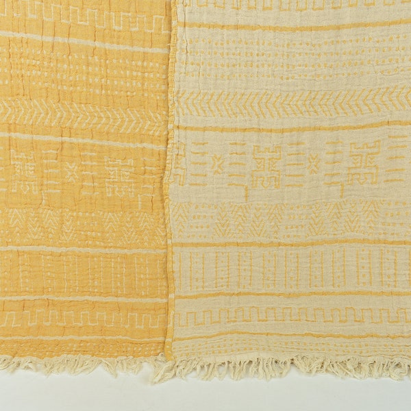 Turkish Throw Blanket, Home Decor Blanket, Yellow Blanket, Ethnic Design Blanket, 56x75 Inches Bed Cover, King Size Throw, Decor Throw,