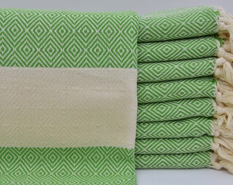 Turkish Hand Towel Tea Towel 25"x40" Green Peshkir Cotton Hand Towel Dish Towel Face Towel Kitchen Towel Turkish Peshkir Turkish Towel A-201
