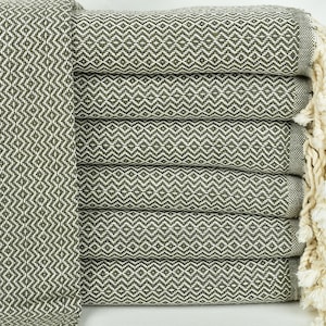40x71 Inches Personalized Turkish Towel, Turkish Bath Towel, Khaki Green Towel, Diamond Towel, Turkish Towel Bulk, Summer Towel,