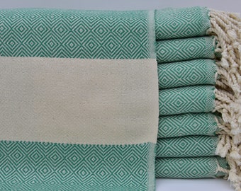 Turkish Hand Towel Pattern Tea Towel Face Towel Head Towel Handmade Small Towel 18"x40" Turkish Peshkir Turkish Towel Green Hand Towel I-202