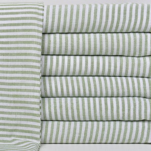 Organic Beach Towel, Beach Towel, Dark Green Peshtemal, Striped Towel, 40x63 Inches Turkish Towel for Gift, Organic Peshtemal,