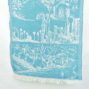 New Home Tea Towel, Monogram Hand Towel Bathroom, Petrol Blue Towel, Landscape Patterned Towel, 20x28 Inches Turkish Towel, Guest Towel,