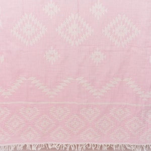 Personalized Towel, Embroidered Beach Towel, Light Powder Pink Towel, Kilim Towel, 36x71 Inches Wedding Day Gift for Bride, Warm Towel,