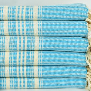 Custom Wedding Gifts,  Christmas Gift Blanket, Turquoise Towel, Striped Towel, 38x67 Inches Best Beach Towel, Fouta Towel,