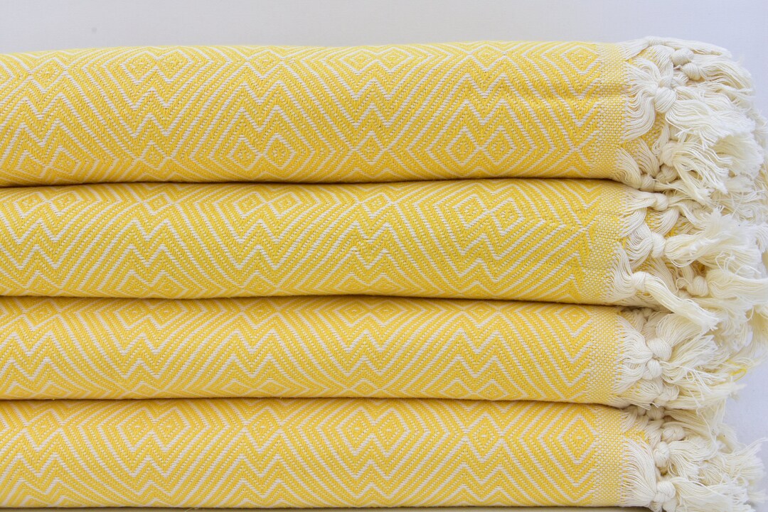 Turkish Bedspread Yellow Blanket Sofa Blanket Home Decor Blanket