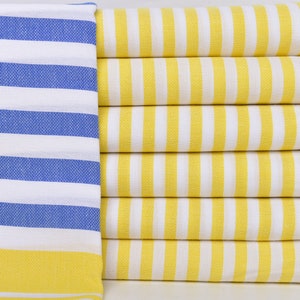 Personalized Turkish Beach Towel, Wholesale Towels, Blue-Yellow Peshtemal, Striped Towel, 40x71 Inches Turkish Towel Wholesale,