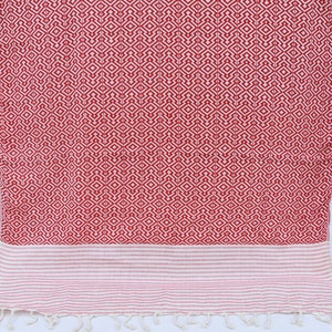 Wedding Gift Towel, Beach Towel, Organic Cotton Peshtemal, Turkish Bath Towel, Diamond Design Towel, Red Bath Towel, 40x78 inches Towel T-13