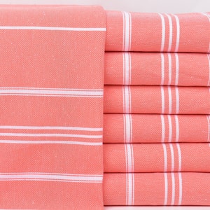 Turkish Hand Towel, Hand Towel, Coral Napkin, Striped Dishcloth, 24x40 Inches Embroidered Towel, Decor Dishcloth, Dish Washcloth,