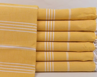 Turkish Bath Towel, Turkish Towels for Beach, Light Mustard Towel, Striped Towel, 40x71 Inches Bride Beach Towel, Summer Towel, Decor Towel,