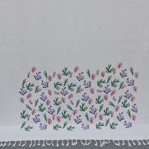 Organic Cotton Towel, Beach Towel, Wedding Gift Towel, Turkish Bath Towel, Peshtemal Towel, Floral Printed Towel, 40x70 inches Towel, T-07