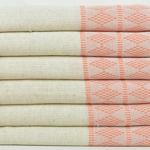 Beach Blanket, Turkish Throw Blanket, Orange Throw, Kilim Design Throw, 87x99 Inches Linen Blanket, Cotton Blanket, Decor Throw,