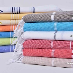 Winter Blanket, Turkish Blanket, Large Towel, Striped Blanket, 63x87 Inches Cotton Bedspread, Table Cover, King Size Blanket,