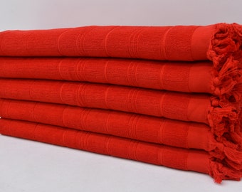 Wedding Gift Towel, Turkish Hand Towel, Organic Cotton Towel, Kitchen Decor Towel, Face Towel, Red Hand Towel, 18"x40" Hand Towel, D-204