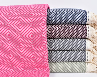Throw Blanket, Home Decor Blanket, Turkish Blanket, Diamond Bedspread, 79x91 Inches Cotton Throw, Bed Cover, Bedding Throw,