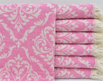 Bachelorette Gift Turkish Towel Dual Sided Towel Bathroom Towel Picnic Towel 40"x69" Personalized Gift Pink Towel Turkish Peshtemal D-08