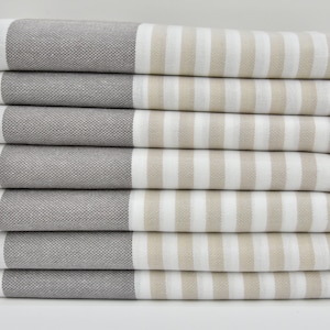 Picnic Towel Dark Gray And Beige Towel Beach Towel Turkish Towel 40&quot;x65&quot; Turkish Peshtemal Wedding Gift Towel Cotton Towel Bulk Towel, D-01