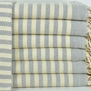 Turkish Towel Beach, Bachelorette Party Gifts, Personalized Wedding Gift, 40x71 Inches Gray Cotton Towel, Spa Gift,