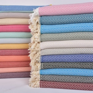 Throw Blanket, Large Towel, Turkish Blanket, Chevron Throw, 75x91 Inches Cotton Throw, Shower Curtain, Oversize Blanket,